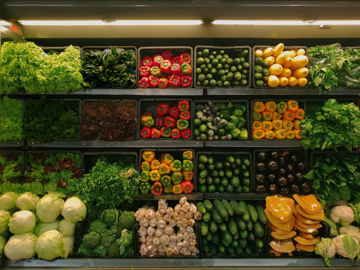 shelves full of produce