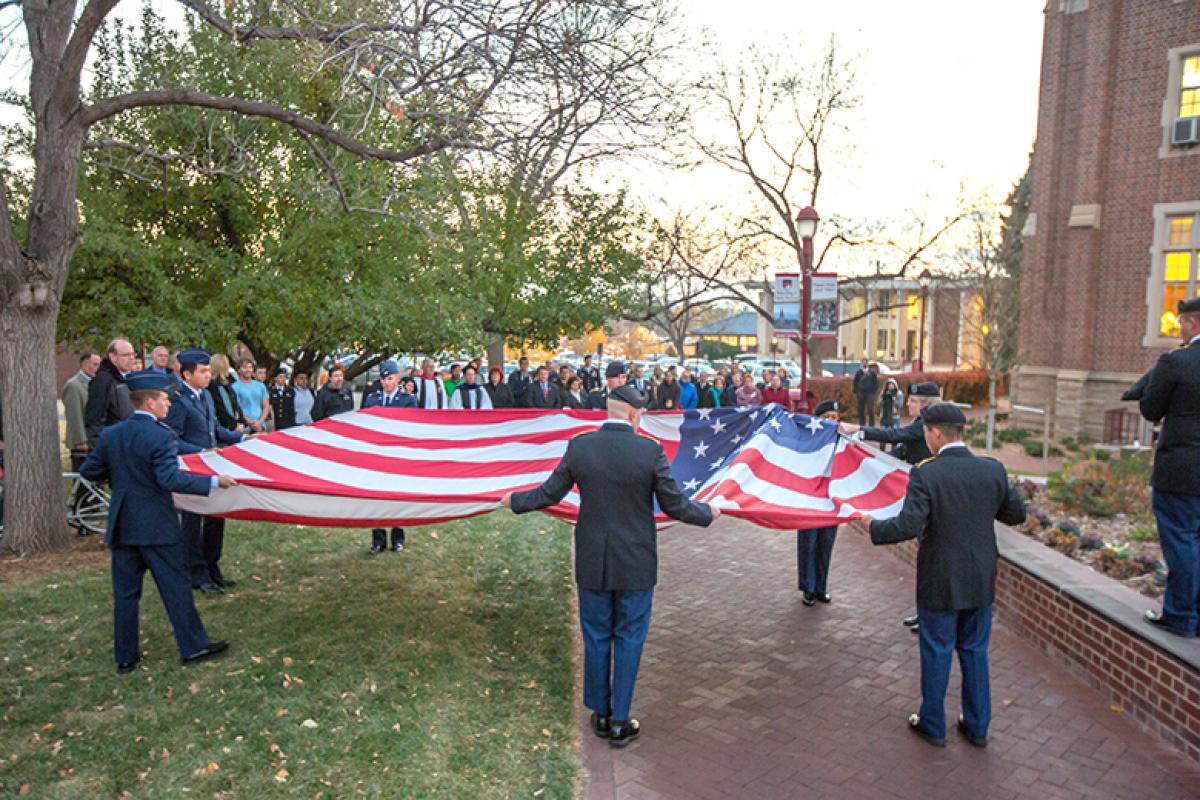 Veterans folding flag